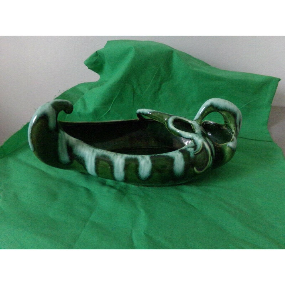 Vintage UPCO Ungemach Pottery No. 800 Centerpiece bowl Green Drip
